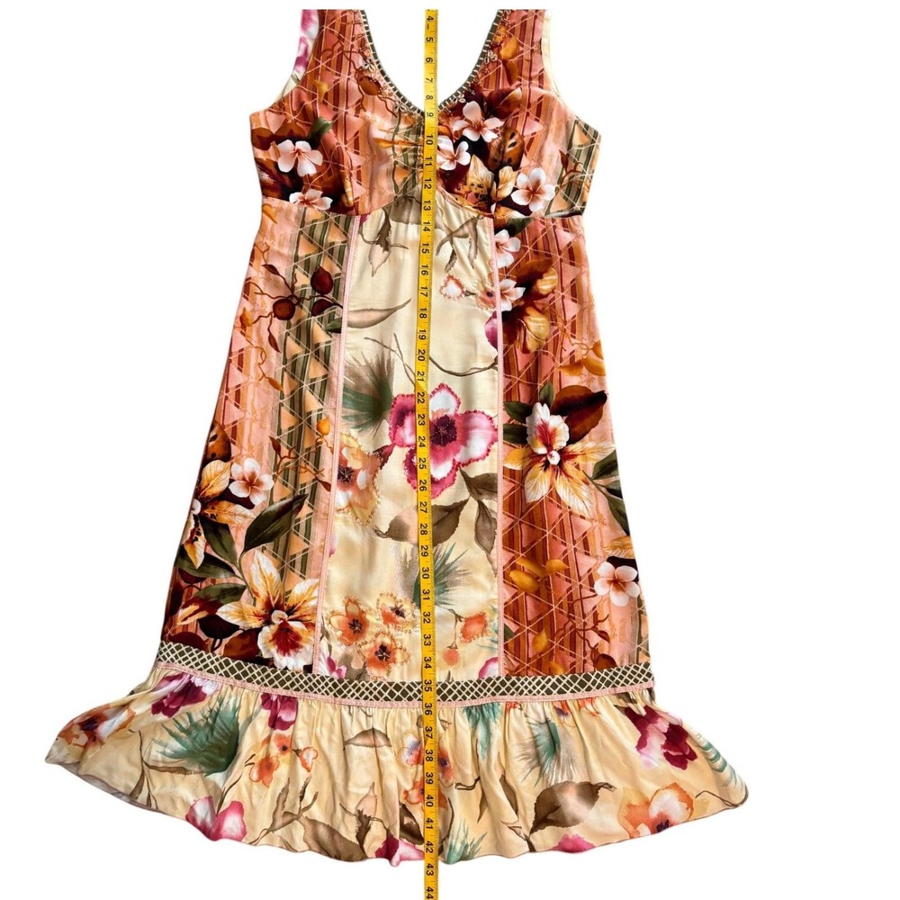 Boho Tropical Midi Dress XS Beaded Sequin Resort Cruise Vintage - Picture 6 of 9